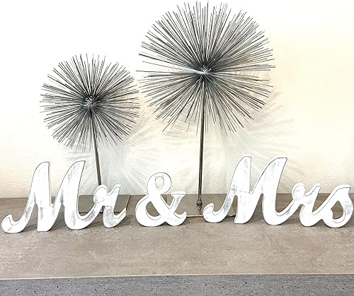 Miniatura 7 de Letrero de madera con texto en inglés "Mr & Mrs" para decoración de boda para mesa de recepción de novios. Letras de madera para centros de mesa de