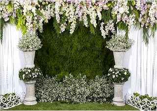 SADFA 10x8ft Wedding Backdrop Beautiful Flowers Photograph Backgrounds for Ceremony Bridal Shower Party Scene Engagement Dinner Decoration Banner Photo Booth Studio Props