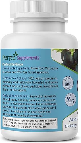 Miniatura 3 de Perfect Supplements Resveratrol Perfect ResGrape - 60 cápsulas vegetales - Trans-resveratrol y uva muscadina orgánica