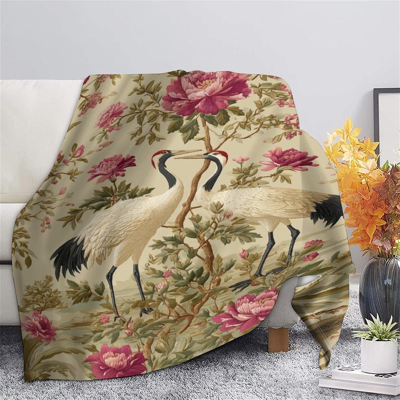 Flore et faune luxuriantes Ropa Cama Para Adolescente Estampada Manta De Felpa Cómoda Y Suave Y Esponjosa Adecuada Para Sofá Cama Sofá 80x90inch(200x230cm)