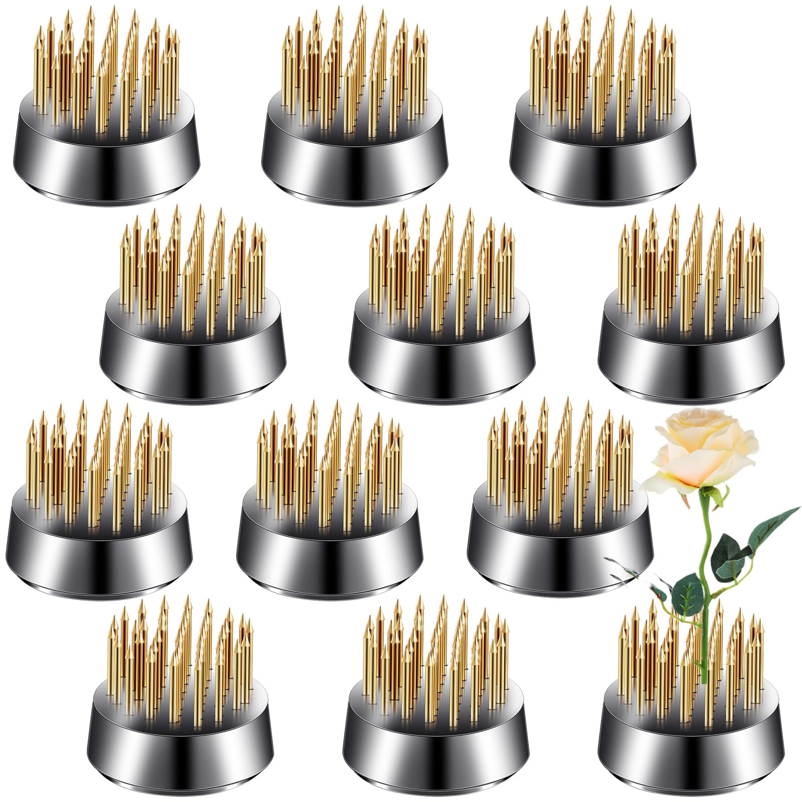 12 Pezzi Fiore Rana Rotondo Fiore Arrangiatore Fiore Fisso Supporto Fiori Strumenti Floreali Supporto Pin Supporto Giapponese Per Composizioni Floreali, Fissaggio Piante, Decorazione Piante-image