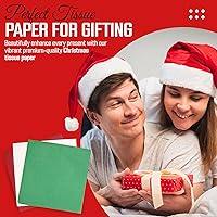 Vista 6 de Iconikal Surtido de 75 hojas de papel de seda navideño, 20 x 20 pulgadas, 25 de cada uno envoltura navideña roja, verde y blanca