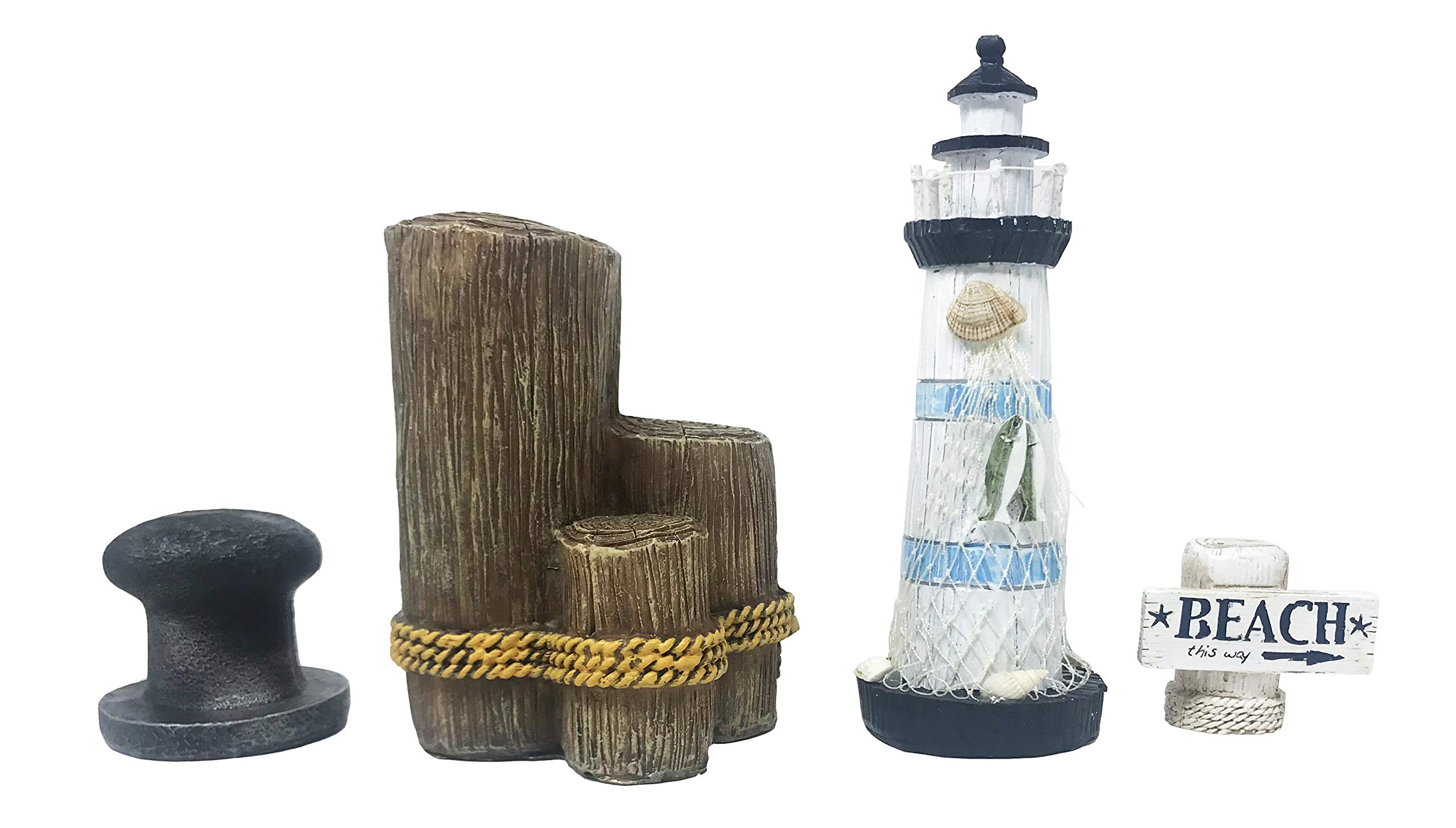 Penn-Plax Deco-Replicas Aquarium-Dekorationsset, 4-teilig, nautisches und Strandthema, sicher für Süß- und Salzwasseraquarien