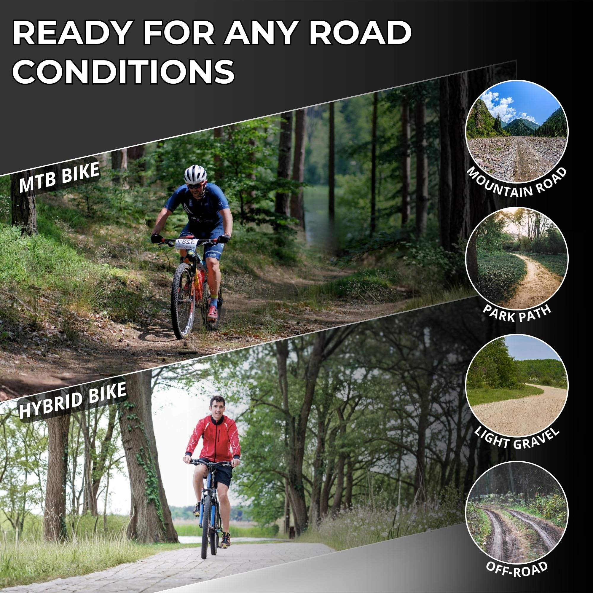 Fincci Opony rowerowe MTB 61 x 5 cm – para składanych opon 29 » 30 TPI z nylonową ochroną 1 mm i 2 dętkami 75 cm, zawór Presta do rowerów górskich, elektryczne, zestaw 2 akcesoriów, 52-622