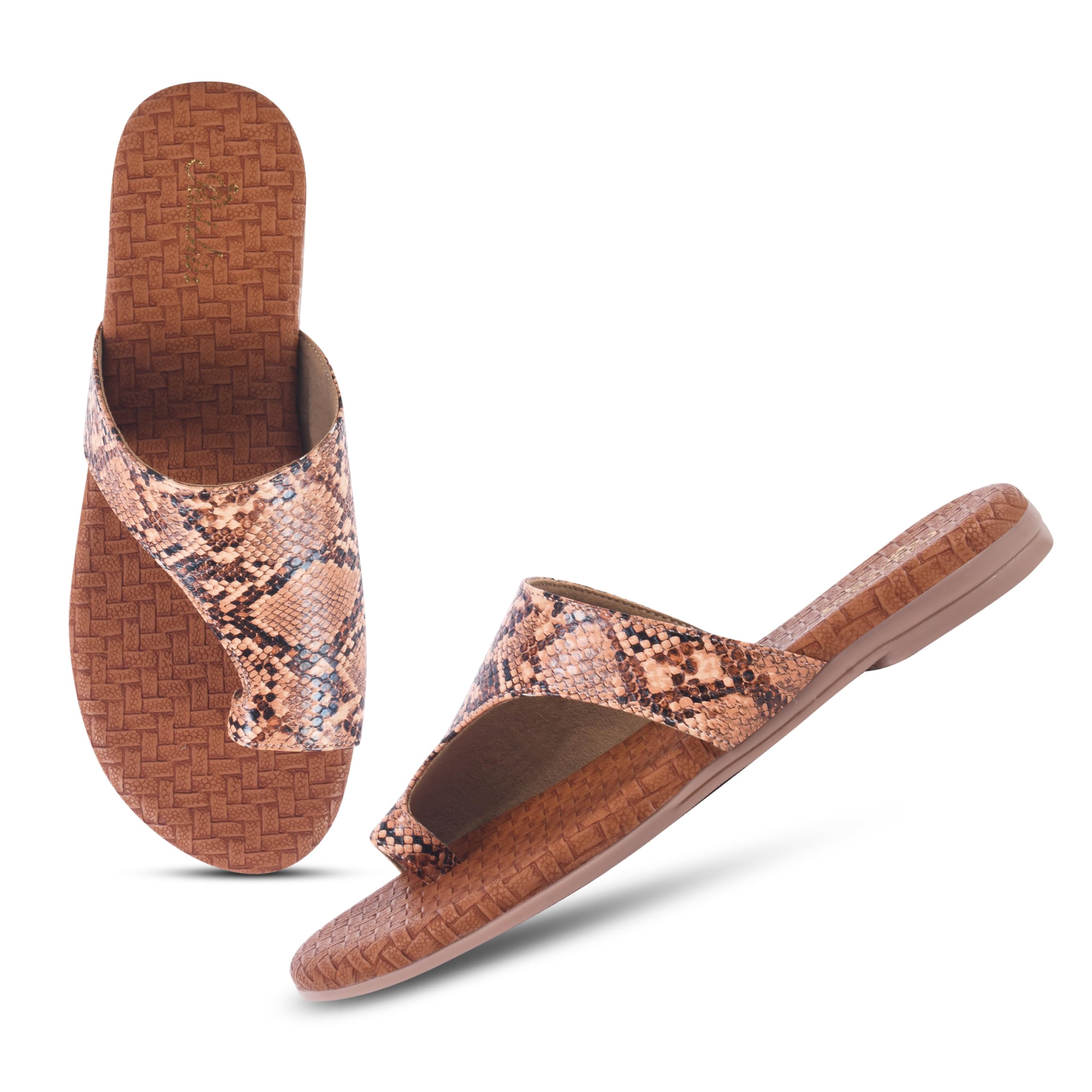 Women's Checked Detail Round Toe Flats | Soft Stylish One Toe Slip-On Sandals | Trendy Summer Footwear Slippers | Women's Footwear for Casual Wear-image-16