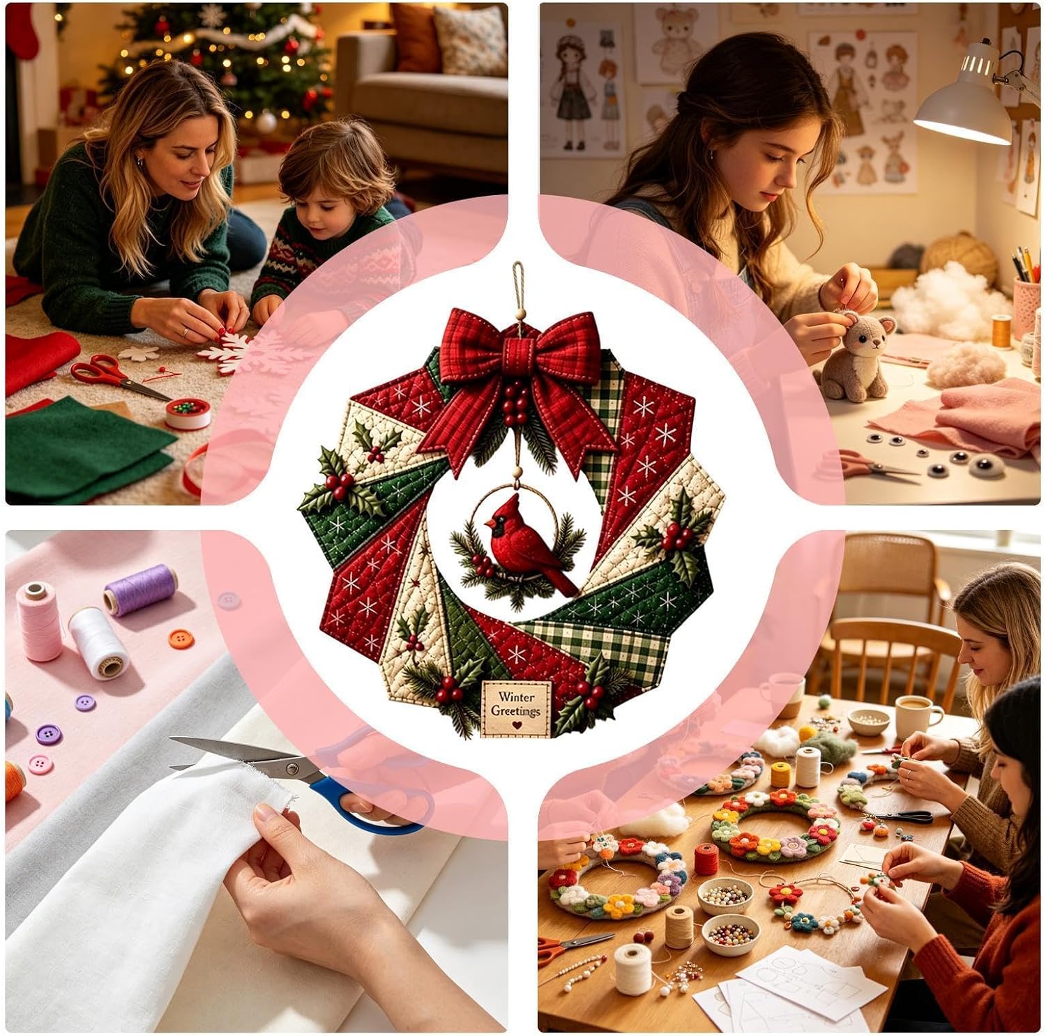 Christmas Wreath Fabric Kits Seasonal Fabric Quilting Craft Kit