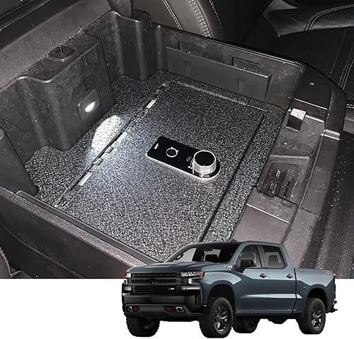 Miniatura 2 de Caja fuerte para consola para automóvil, WASAI Console Gun Vault compatible con Chevy Silverado 1500GMC Sierra 1500 2019-2022, no apto para modelos