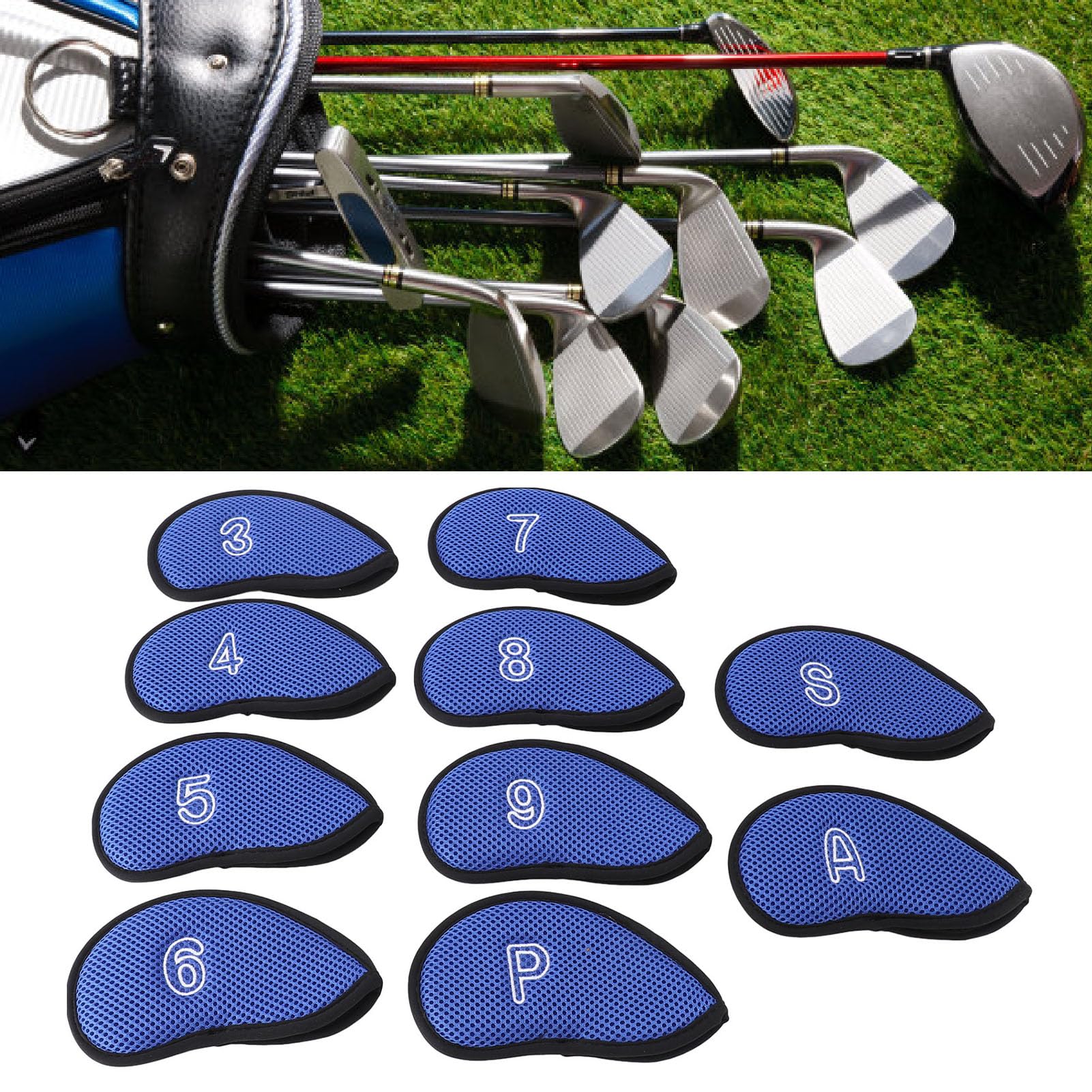 10 Pezzi Nuovi Set di Coperture per Ferri da Golf a Rete Copri Testa per Mazza da Golf Adatti Alla Maggior Parte dei Ferri, Copri Testa da Golf Utilizzano Tessuto a Rete in Nylon