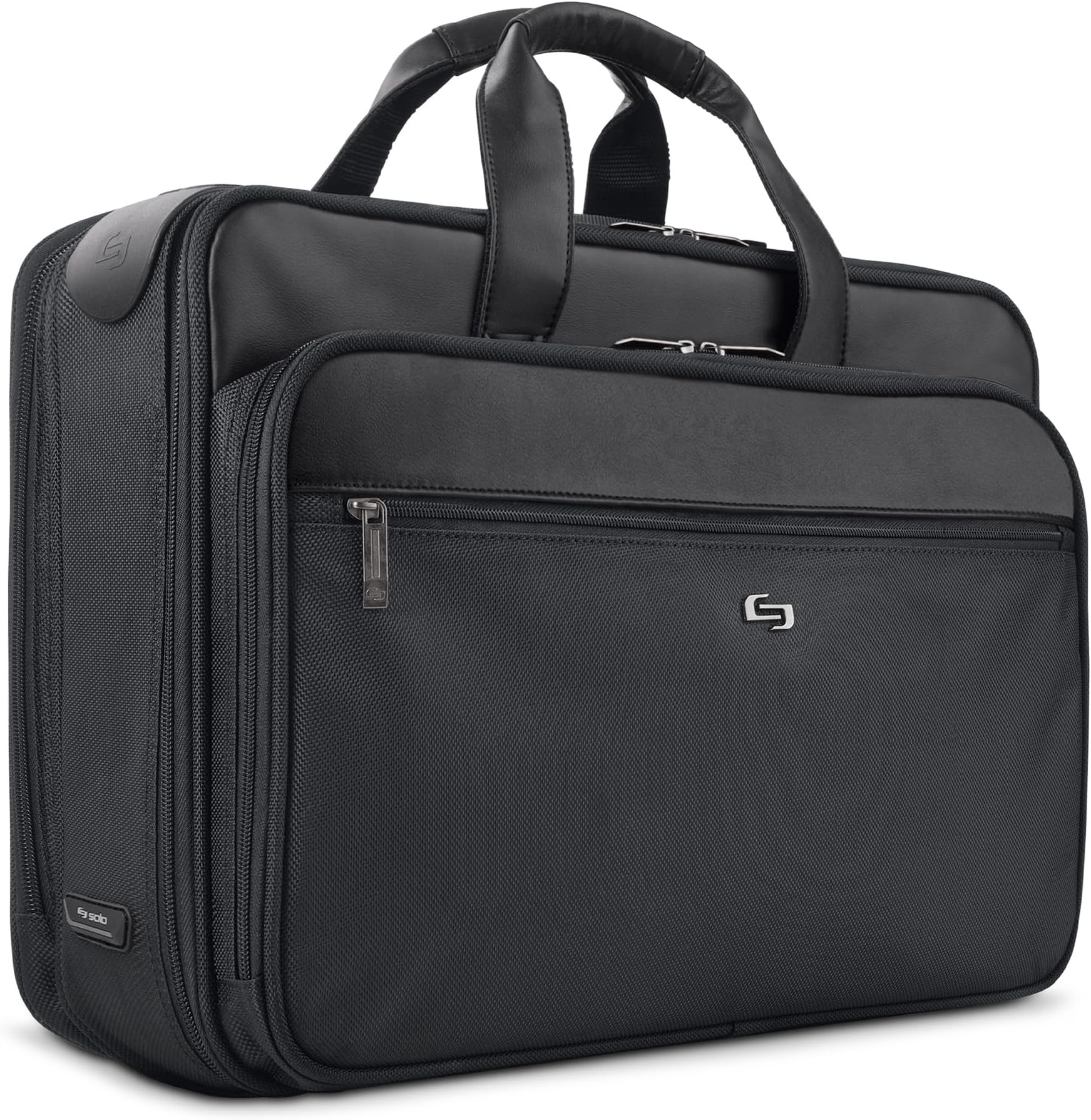 Solo New York Briefcase - Laptop Carrying Bag for Women & Men, Brief for Travel & Work, File Compartment, Retractable Shoulder Strap, Fits 16" Computer - Paramount, Black