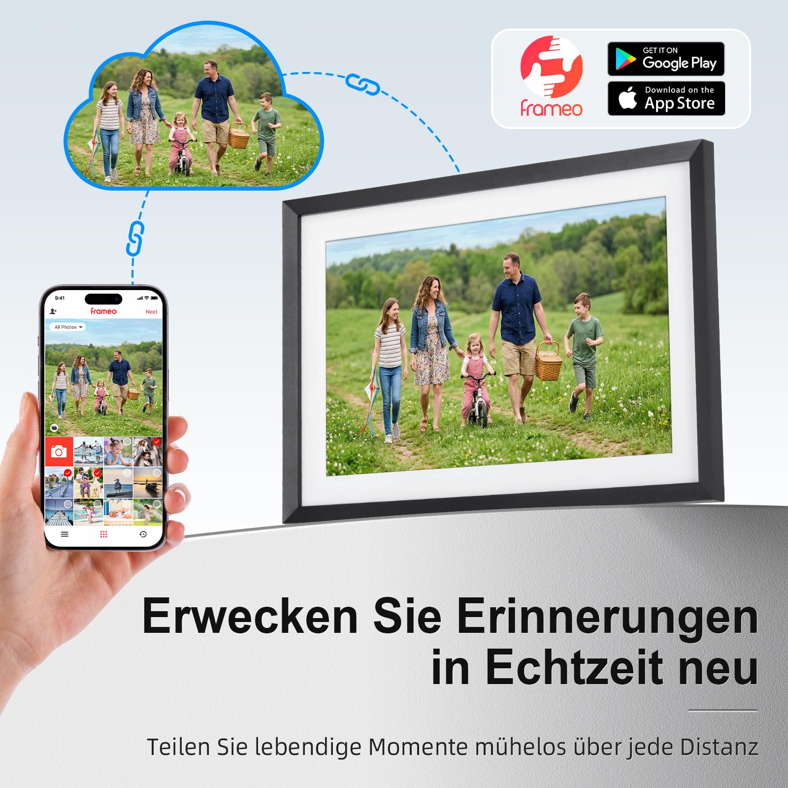 Rollei Smart Frame WiFi 107 Elektronischer Digitaler Bilderrahmen Frameo WLAN Digital Photo Frame 10,1 Zoll 1280x800 IPS Touchscreen 32GB Speicher Schwarz Digitaler- Bilderrahmen-Frameo-Digital-Frame