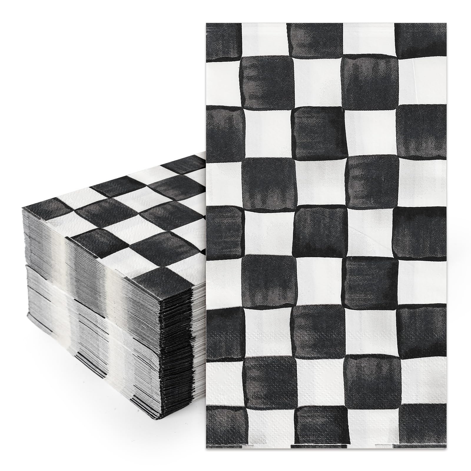 JarThenaAMCS 100 servilletas de papel desechables a cuadros de acuarela para invitados, para baño, cumpleaños, carreras, fiestas, decoración de mesa, suministros de mesa