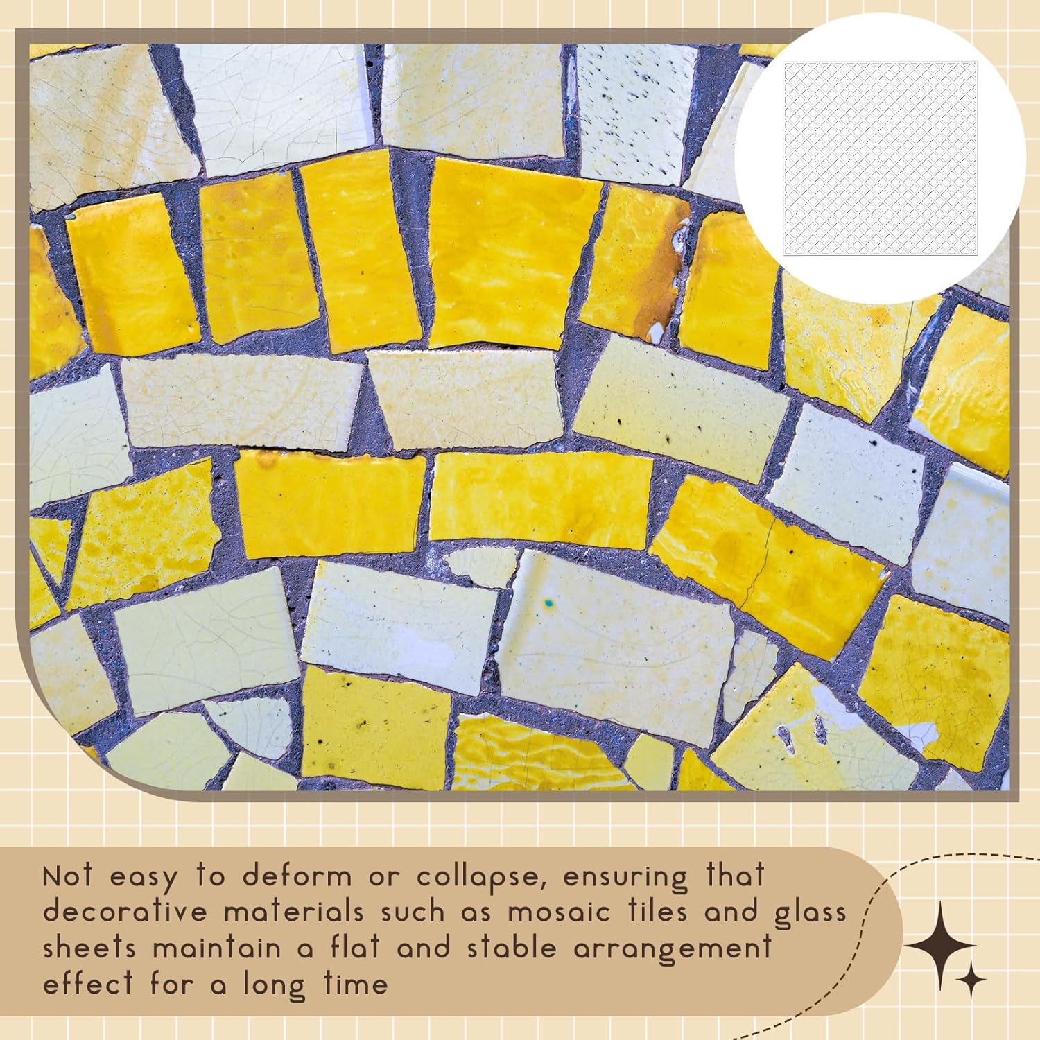 22 Pcs Mosaic Grid Tile Mesh Back with Strong Adhesive for Tile Installation 12x12, Alkaline Resistant Fiberglass Mosaic Mesh