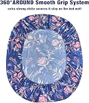 JSD Navy Blue Floral Printed Sheet Set Queen 6 Piece, Soft Microfiber Botanical Pattern Bed Sheets Extra Deep Pocket