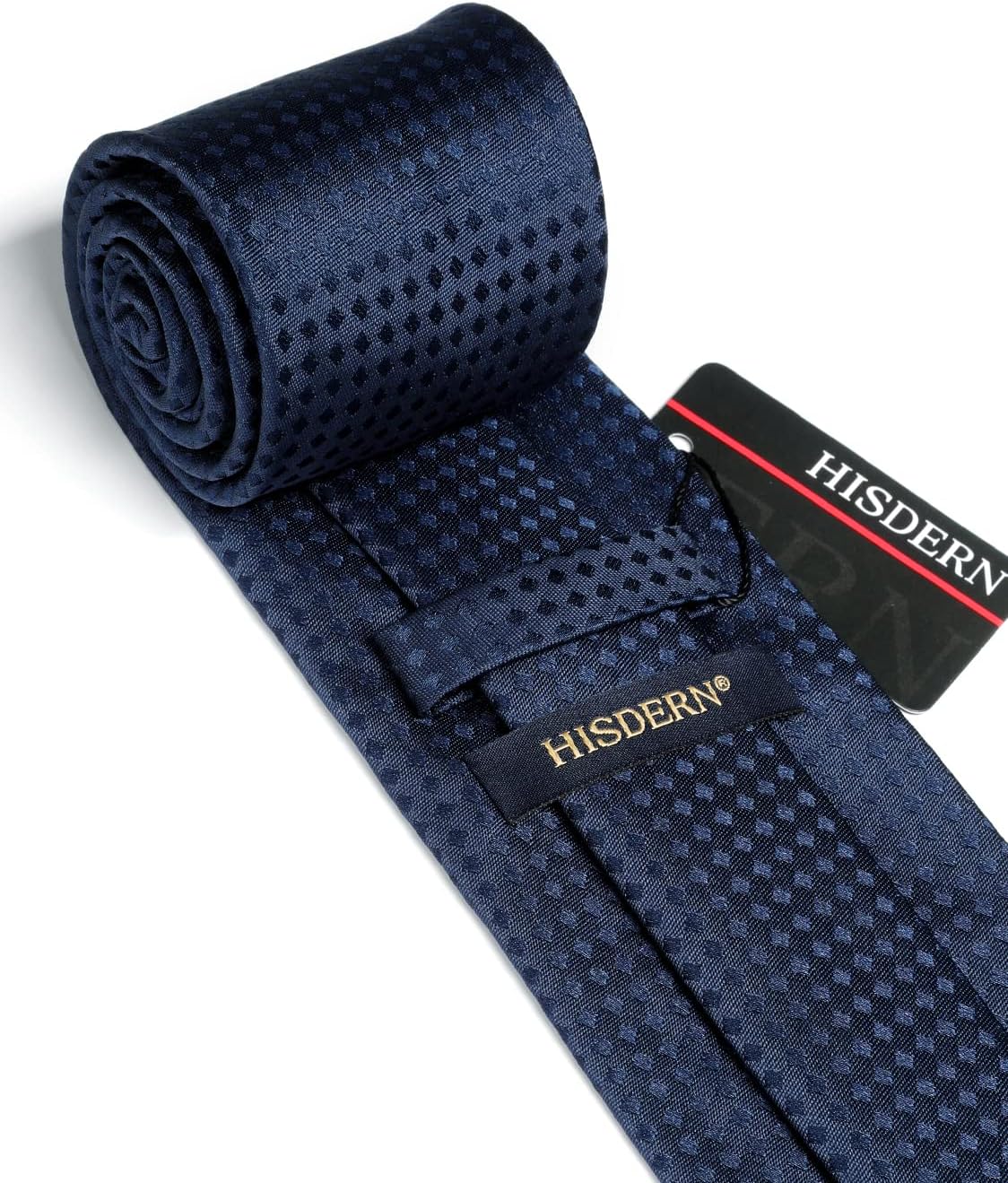 HISDERN Plaid Checkered Tie Handkerchief Woven Classic Formal Men's Necktie & Pocket Square Set - Image 4