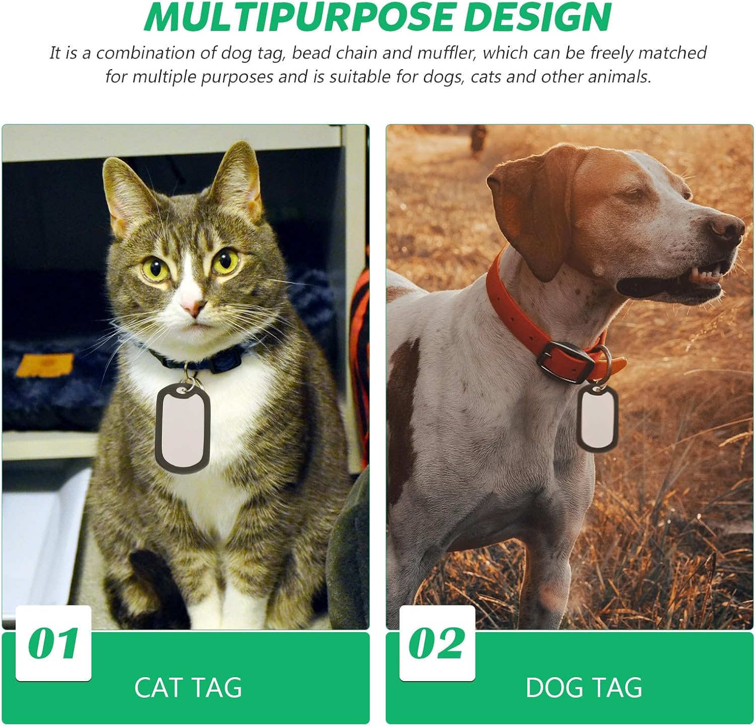 GARVALON 4 Pcs Dog Pendant Tag Chains Alloy Ball Bead Chains Matte Finish for Pet Id Tags