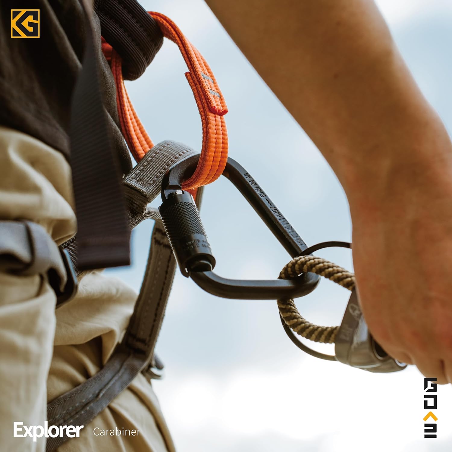 Explorer CE Certified 50kN Screwgate Locking Carabiner in Size 4.33 x 2.68 inch, Heavy-Duty Carabiners for Climbing, Mountaineering, and Rappelling, Alloy Steel, Midnight Black,1 Pack - Image 6