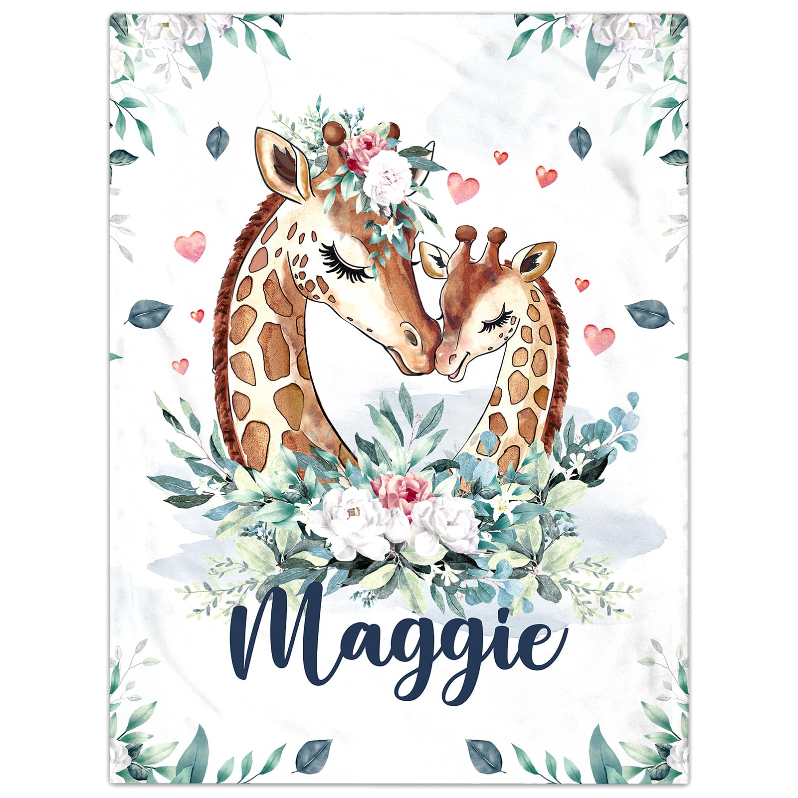 Papasgix Personalised Baby Girl Elephant Blanket, Grey, 70 cm x 100 cm, Flannel, Custom Name/Text — image 1