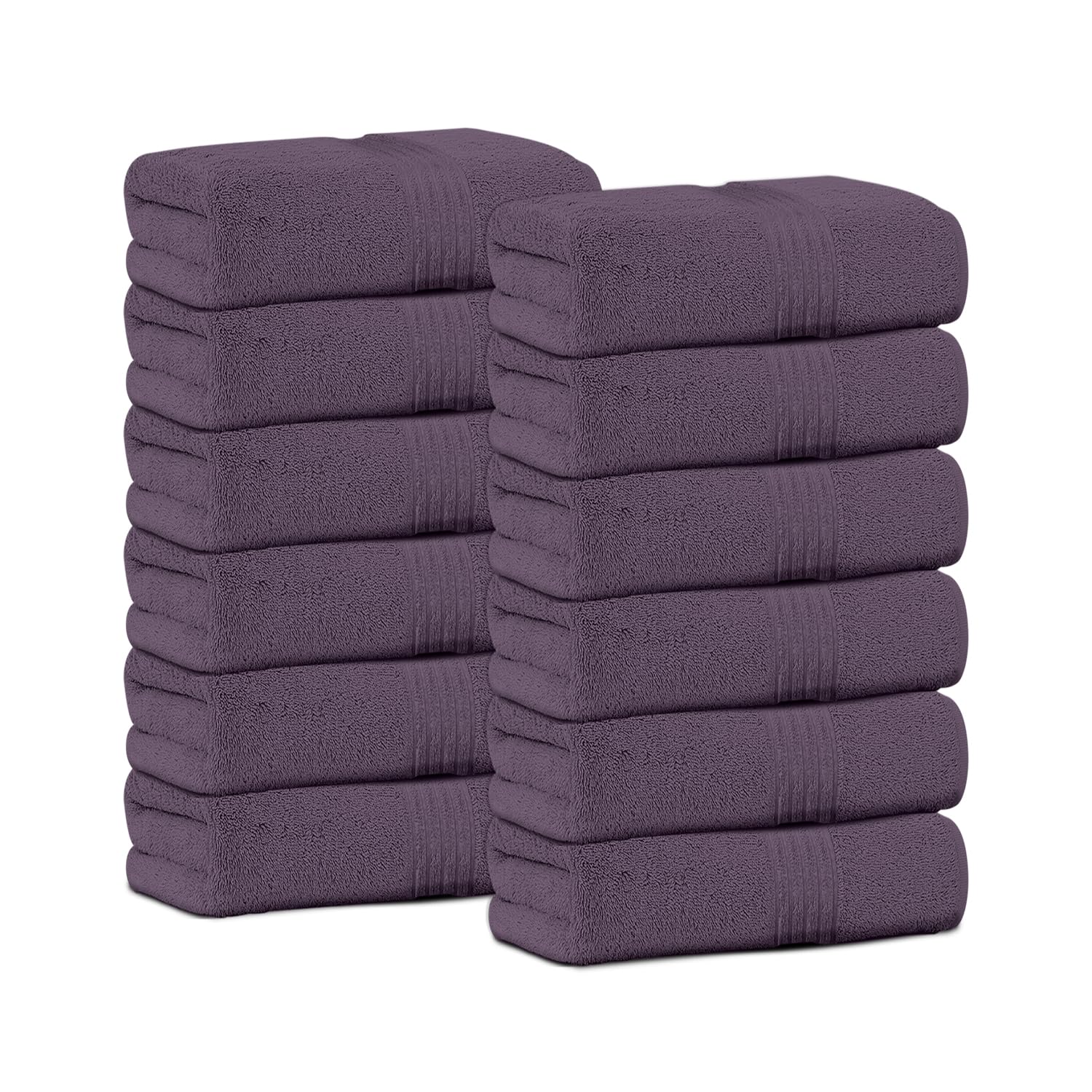 Gc Gaveno Cavailia Purple 12 Pack Flannel Face Cloth Face Towels 30 X 30 Cm | Egyptian Cotton 450 Gsm Towels Set Fingertip Highly Absorbent Washcloths For Bathroom, Spa & Gym,