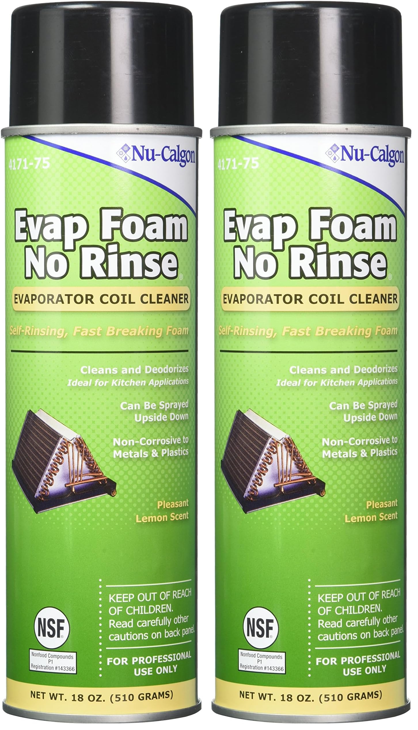 4171-75 Evap Foam No Rinse Evaporator Coil Cleaner, 18 oz. (Pack of 2)