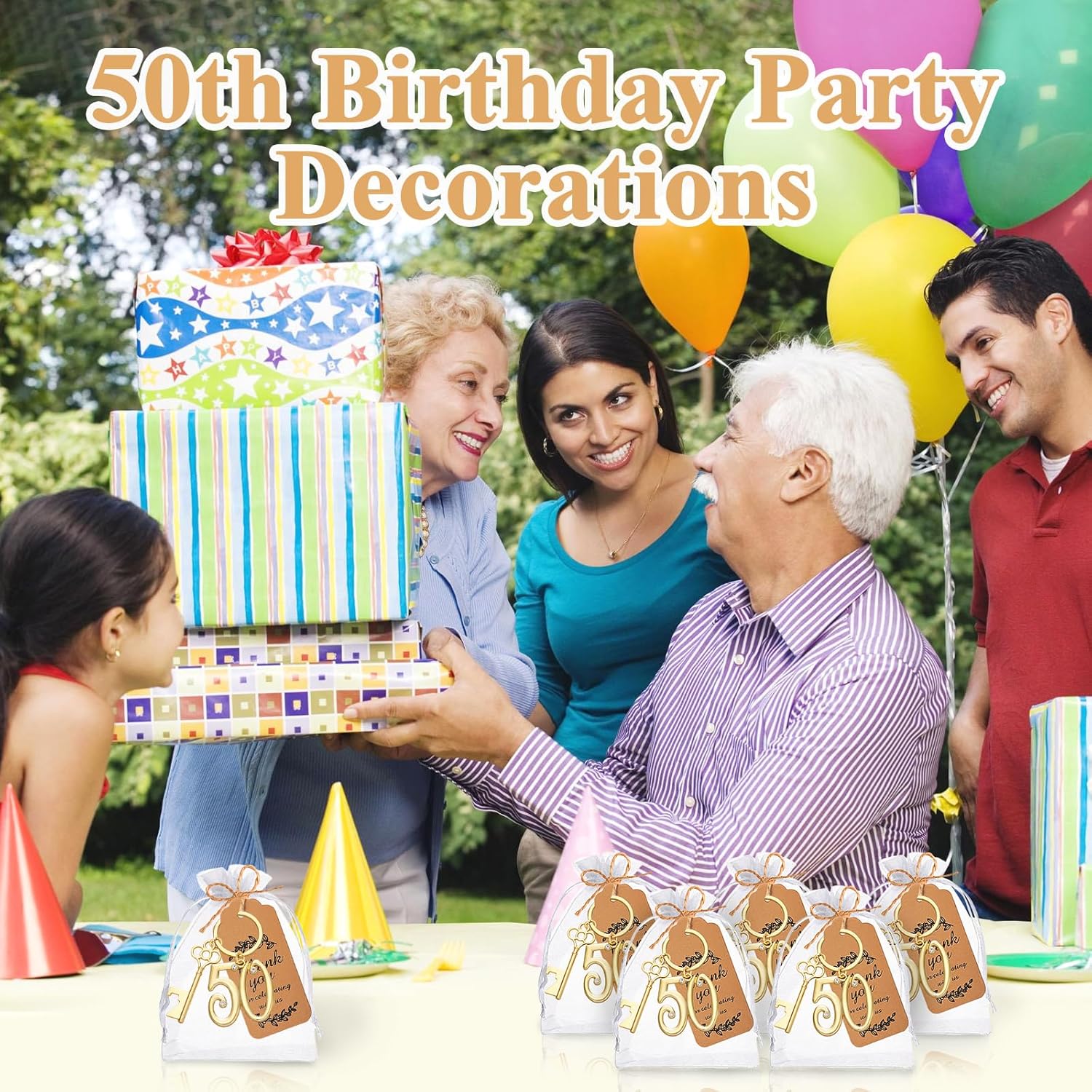 50Pcs 50th Birthday Party Favors Gold Bottle Opener Keychains Bulk for 50th Birthday, 50th Wedding Anniversary Retirement Gifts Souvenirs for Guests Party Decorations（50th）