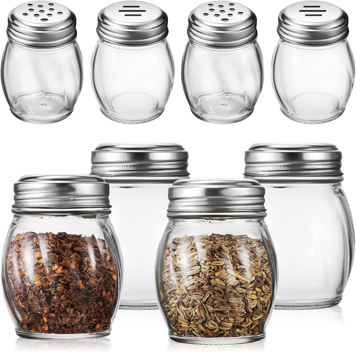 STOBAZA 10pcs Glass Spice Jars Set with Two Lid Styles for Seasoning Storage for Home Kitchens Camping and Outdoor Barbecues