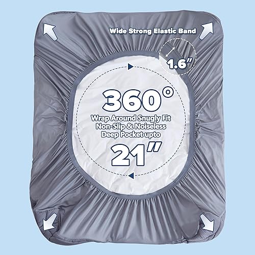 Miniatura 4 de ELVEN HOME Cubrecolchón tamaño matrimonial para dolor de espalda, extra grueso, esponjoso, tamaño matrimonial, con parte superior de almohada,