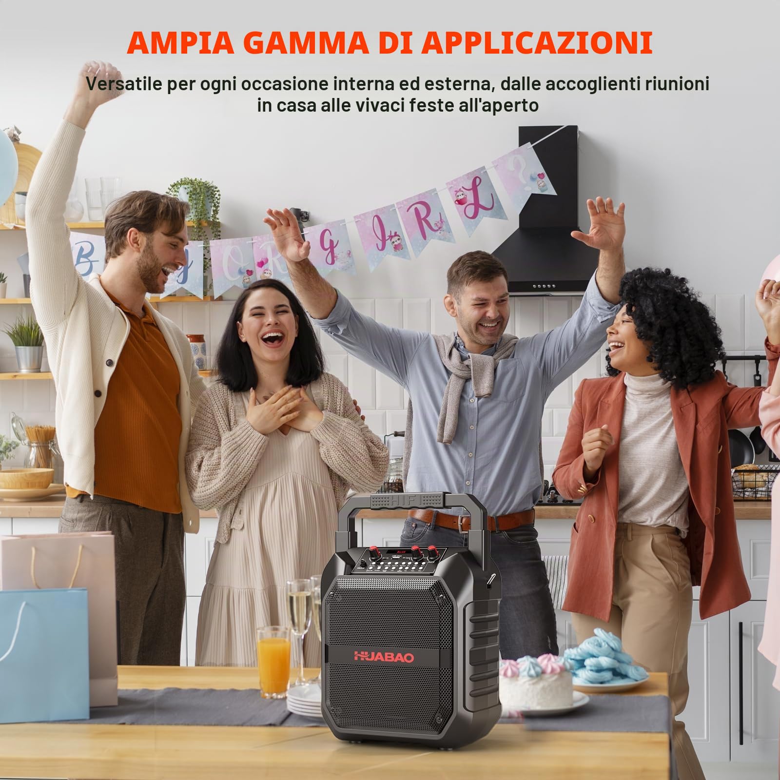 Macchina per karaoke, altoparlante portatile Bluetooth con microfono senza fili per adulti e bambini, sistema PA con telecomando supporta TF Card/USB/FM/AUX per feste in casa, all'interno e all'aperto