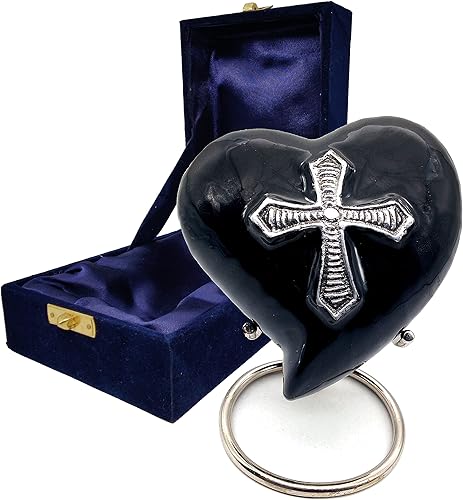Miniatura 5 de Urna de cremación de corazón para cenizas humanas para adultos, urnas decorativas funerarias religiosas para mujeres y hombres, cuidadosamente