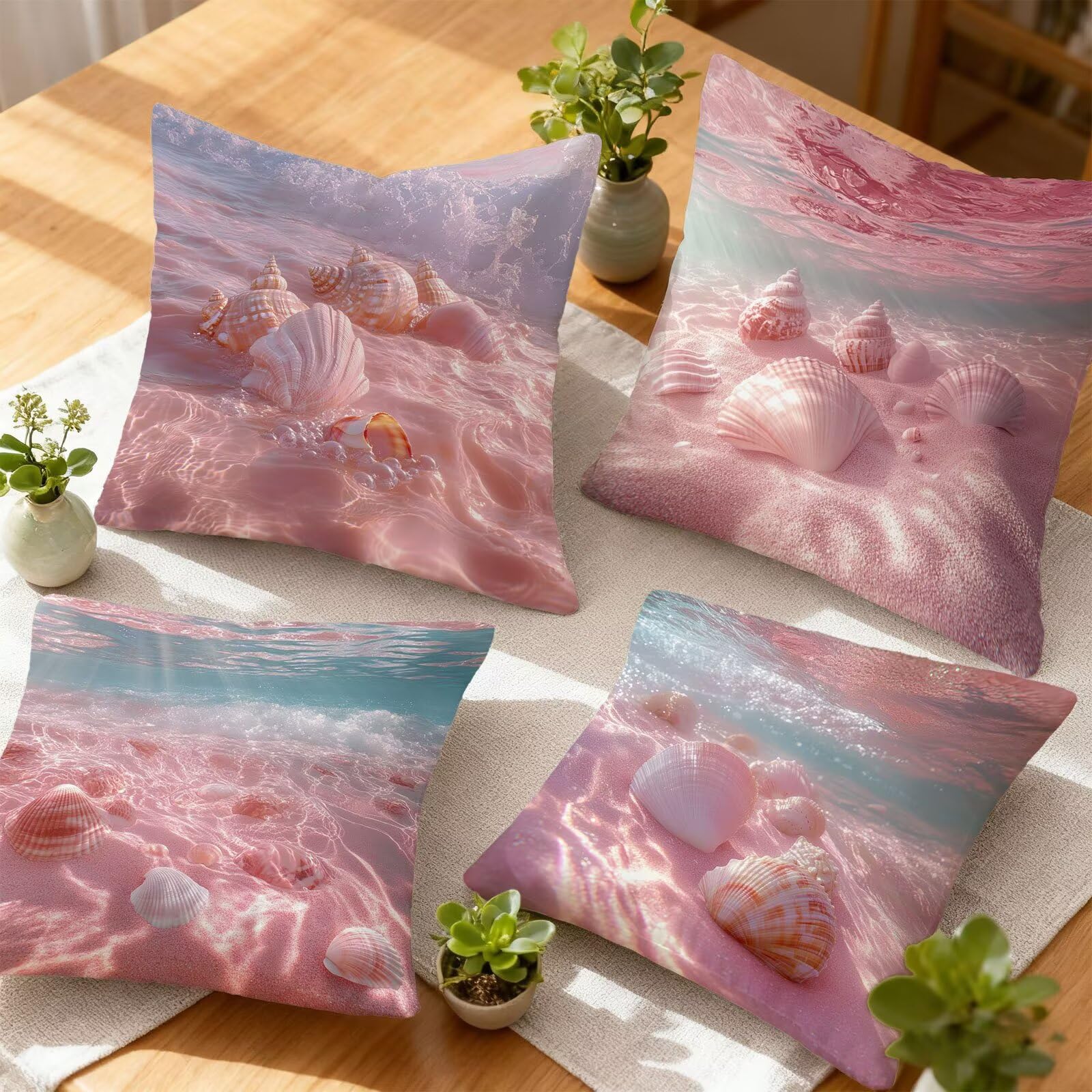 Rose Housse Coussin 60x60 RêVe Taie Oreiller 60x60 Lot de 4 Super Doux Protege Oreiller 60 x 60 Decoration Automne Taie D'oreiller Carrées Coussin Canape, pour Maison Chambre Canapé Chaise E - 631