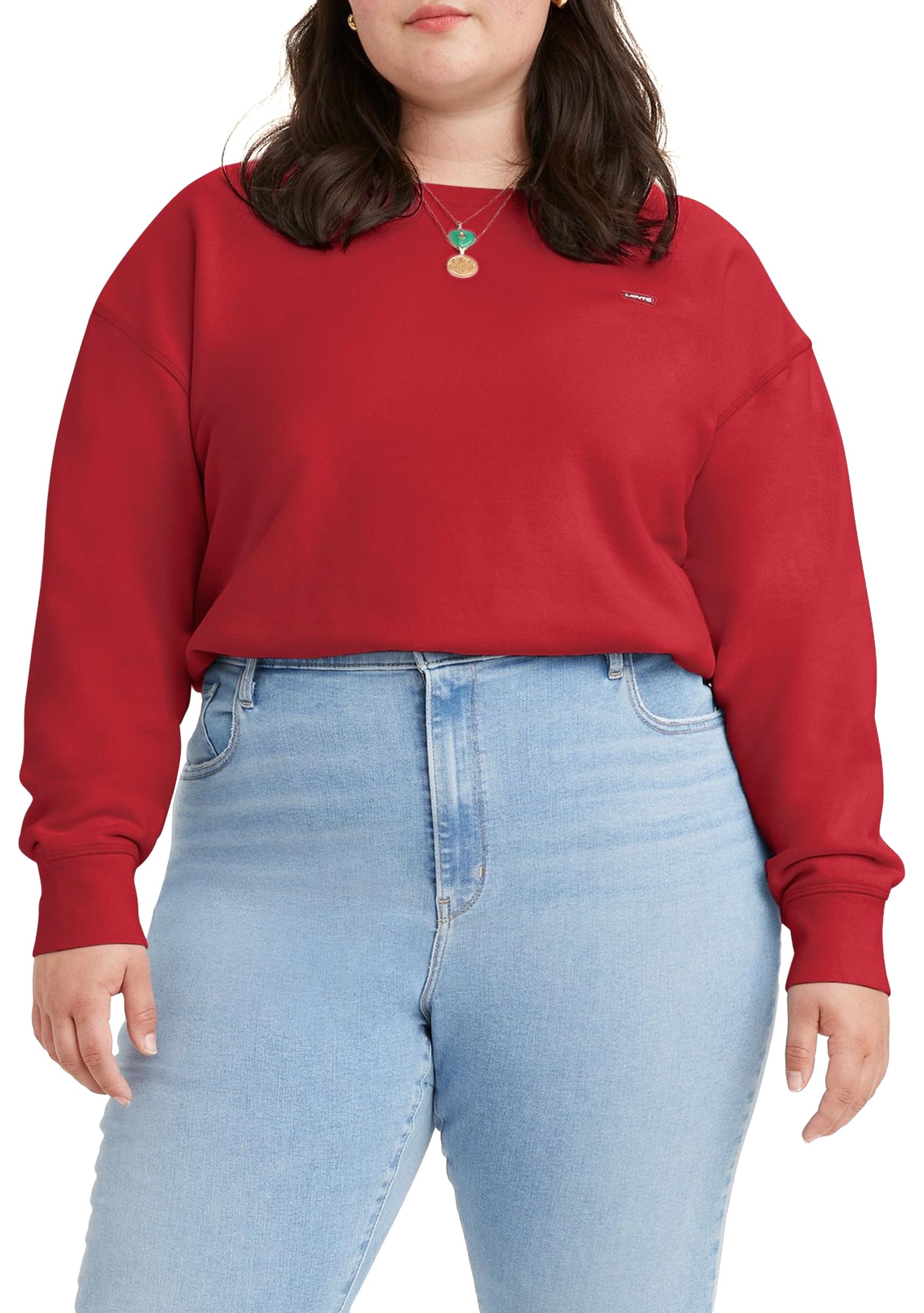 Levi's Women's Standard Crew Sweatshirt, Script Red, XS