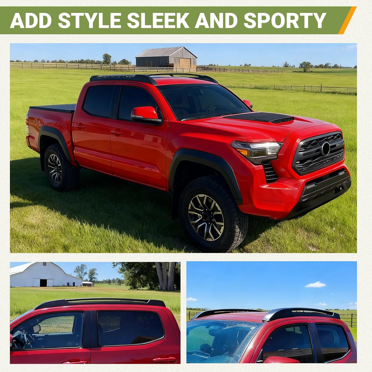 No-Drill Foldable Roof Rack Cross Bars for 2024-2026 Toyota Tacoma Double Cab, Heavy Duty Aluminum Crossbars for 4th Tacoma Truck Pickup Cargo Carrier, Bike, Kayak & Luggage