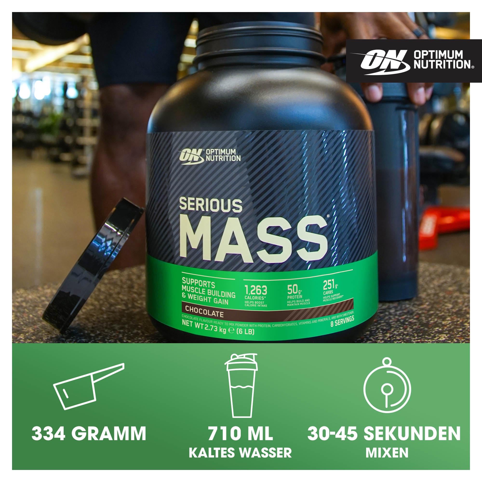 Optimum Nutrition Serious Mass Weight Gainer Pulver, Geschmack Schokolade, 2.73kg, 8 Portionen