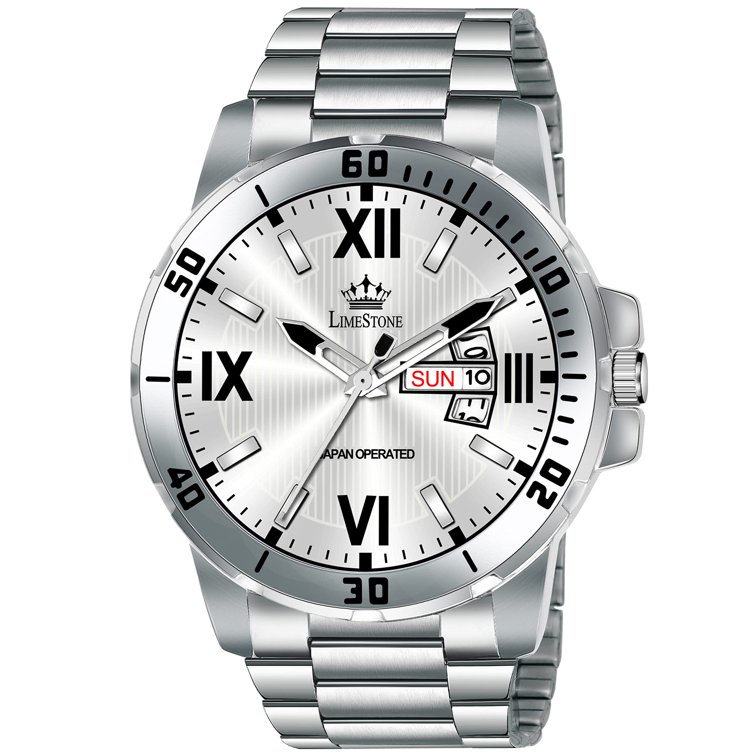 LIMESTONE Day and Date Functioning Steel Strap Adult Boys Quartz Analog Watch - for Men (B0B5QYLP9P) Amazon Price History, Amazon Price Tracker