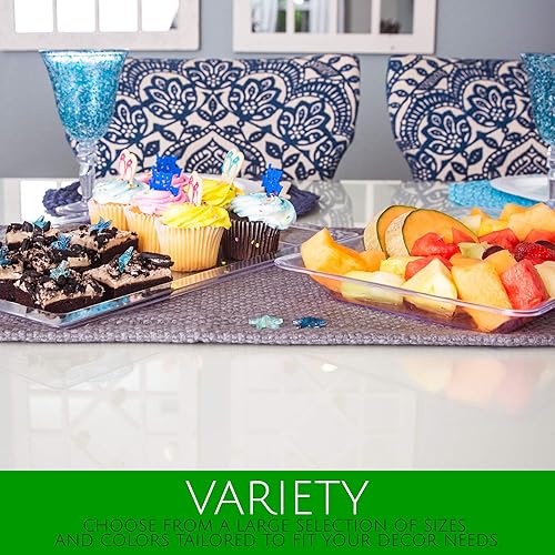 Miniatura 7 de Plasticpro Bandejas de plástico para servir  10 x 14 platos rectangulares desechables para fiestas (4, blanco)