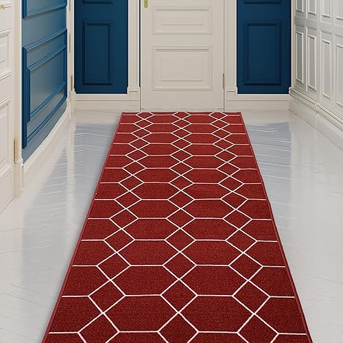 Alfombra de pasillo hecha a medida para cocina, vestíbulo, pasillo, entrada, elige tu longitud, tamaño de 26 pulgadas de ancho, diseño geométrico de