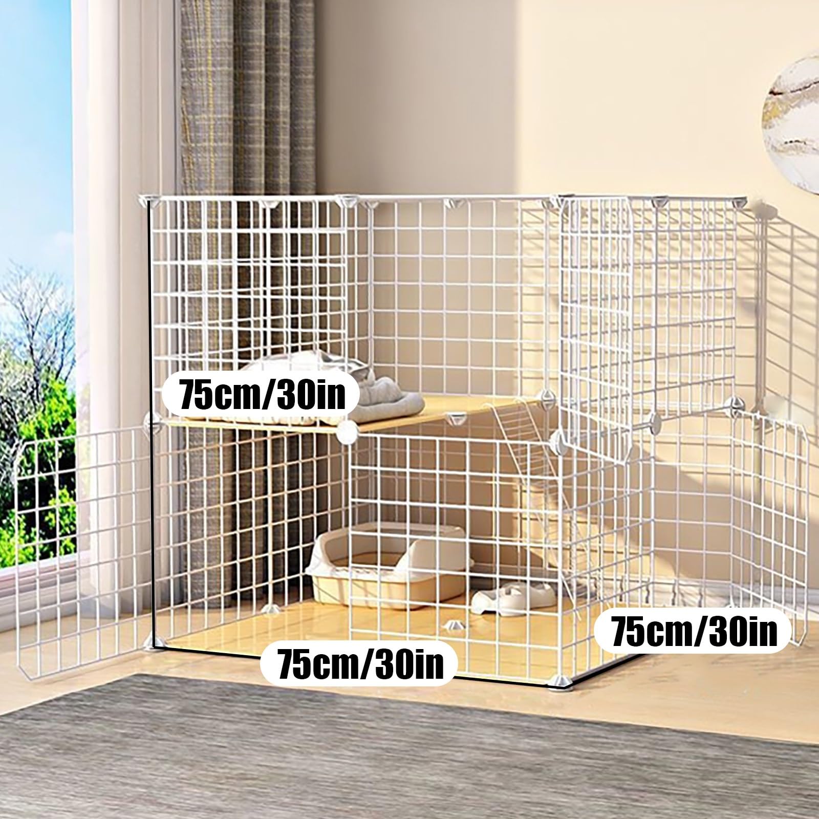 Klatka dla kota, wybieg dla kota DIY, budy dla kotów do użytku wewnętrznego z kuwetą i hamakiem, składana klatka dla zwierząt, legowisko dla kota, idealne miejsce do ćwiczeń