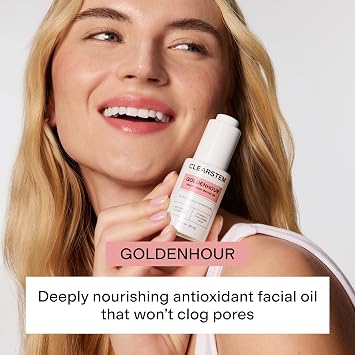 CLEARSTEM GOLDENHOUR Hydrating Facial Oil - Plumping Face Oil for Women for Deep Face Hydration - Non-Comedogenic Vitamin C Oil for Skin with Hyaluronic Acid and Watermelon Seed for Glowing Skin