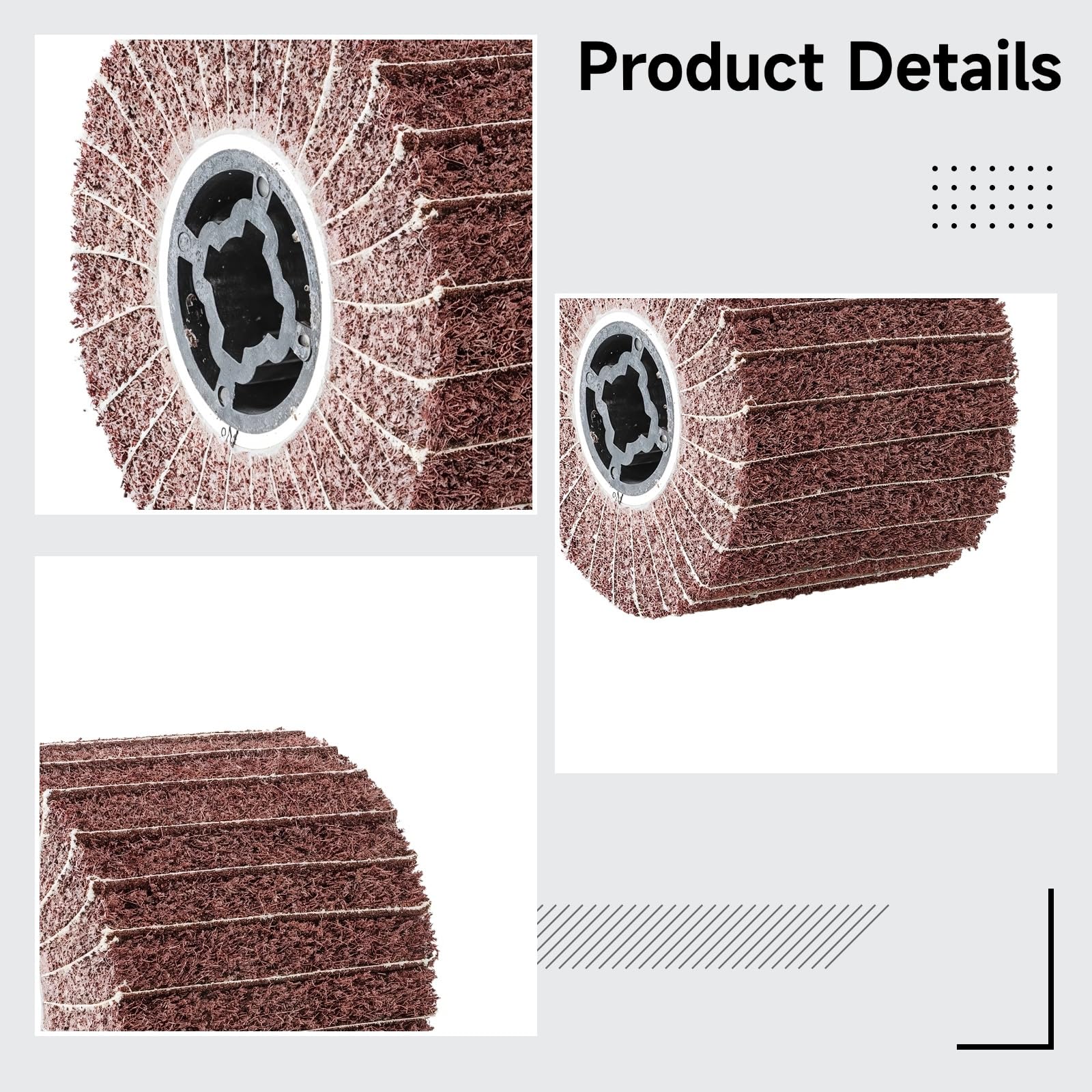 Set di levigatrici a tamburo da 2 pollici, ruote in nylon abrasivo in acciaio inossidabile, confezione da 2 accessori per utensili elettrici, carta vetrata marrone per lucidatura e molatura, struttura