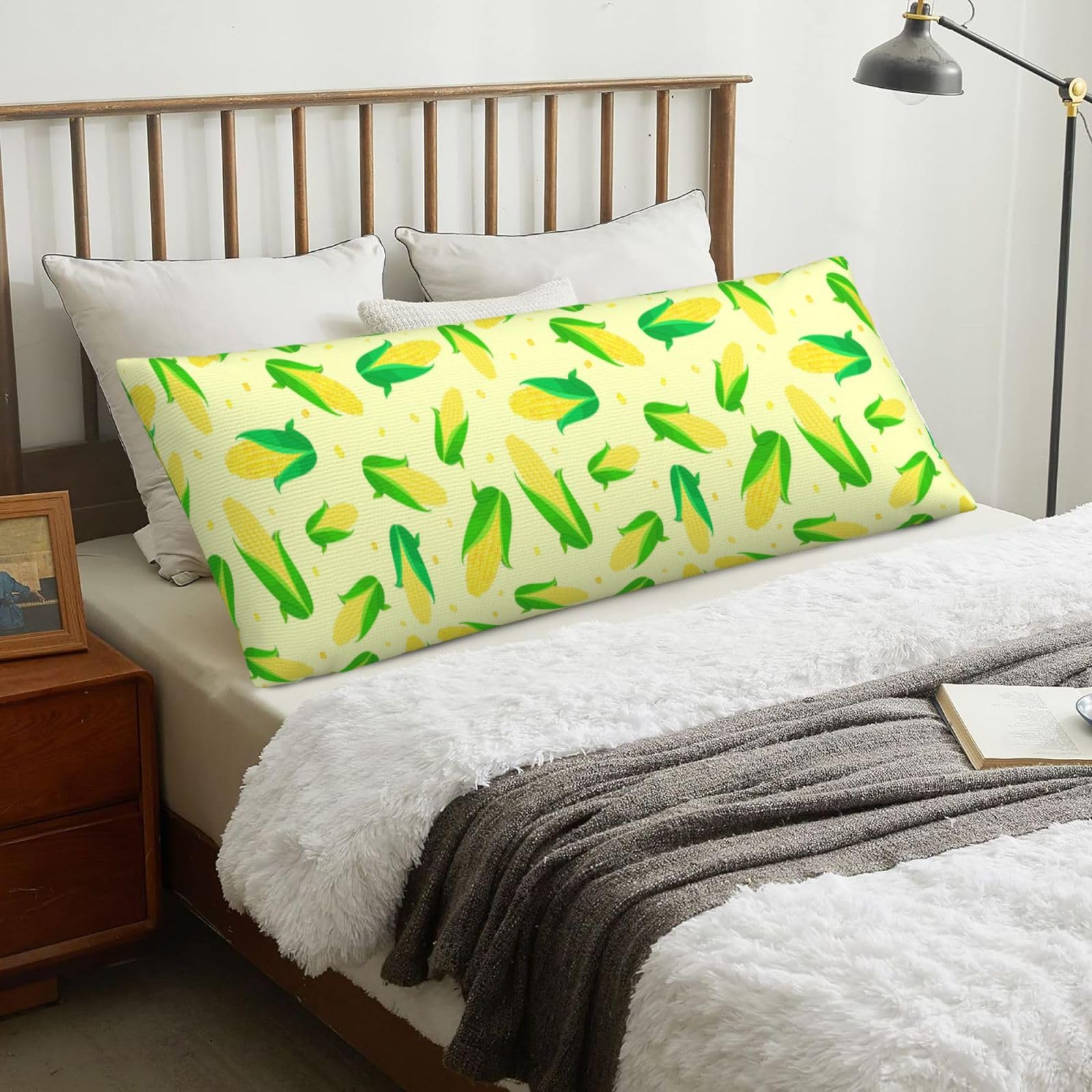Green Delicious Corn, Body Pillow Cover with Zipper,Long Body Pillowcase 20 x 60 in