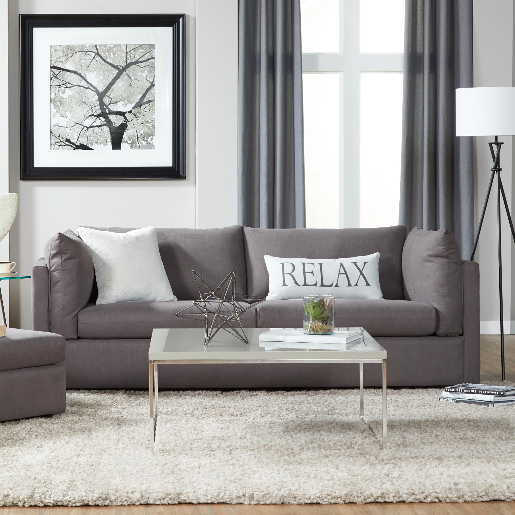 Enda Pillow Back Fabric Sofa for Living Room