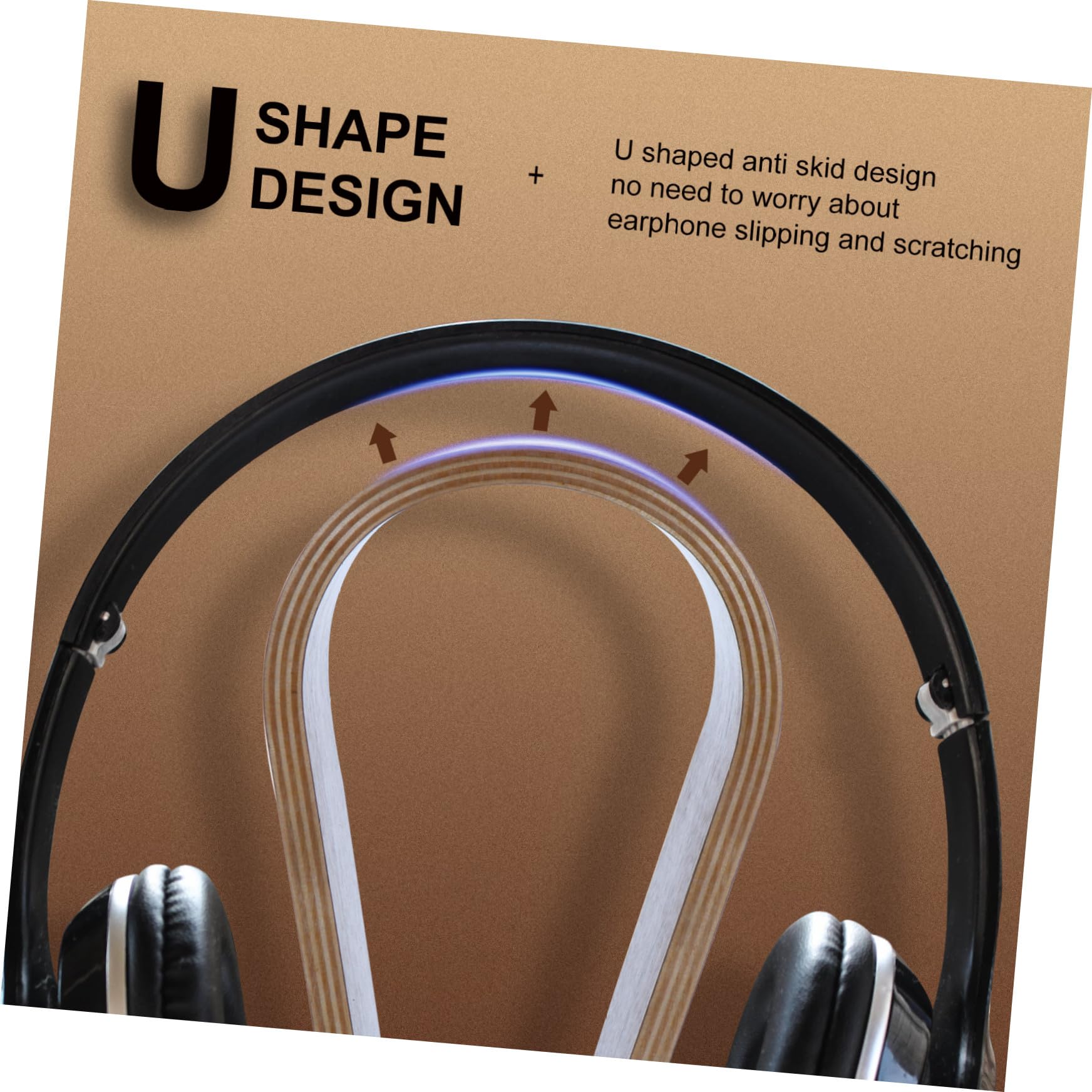 UKCOCO Support Rangement Casque de Présentoir Bois Naturel Noyer ou Élégant et Exposition D'écouteurs de Bureau Boutique ou Café