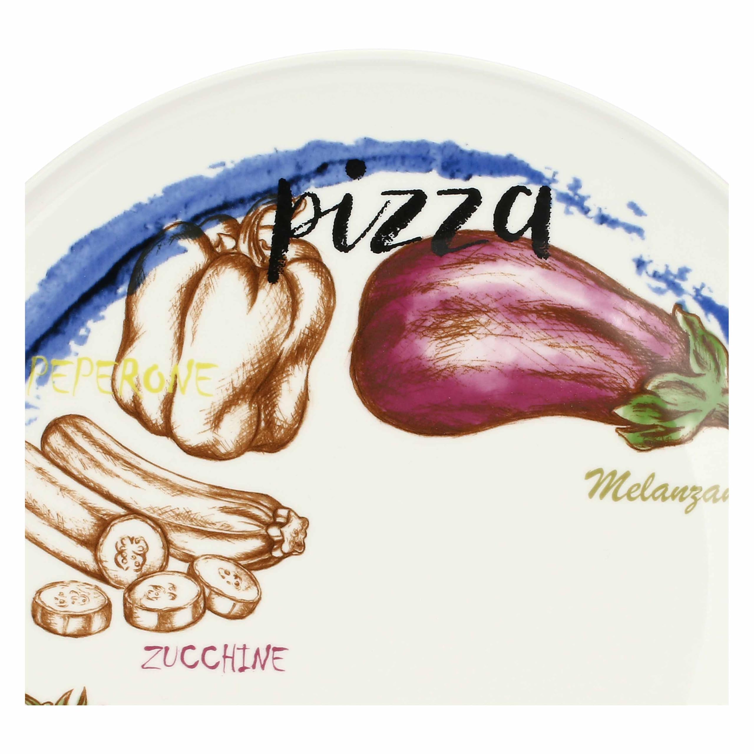 THUN - Set 2 piatti pizza Acqua e Farina, arancio e blu - Porcellana,ø 33 cm