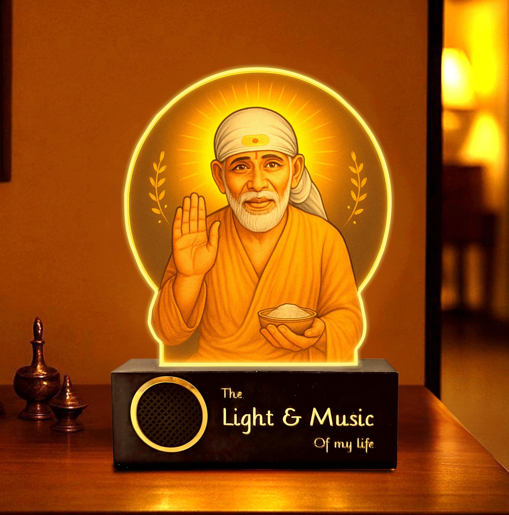 ZOCI VOCI God Lamps - Spread Tranquility with These Engraved God Photo Lamp with Light, God Statue for Pooja Room & Home Decor | Corporate Gifts (Sai Baba, Warm Light + BT Speaker)-picture-11