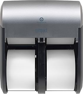Georgia-Pacific Compact 4-Roll Quad Coreless High-Capacity Toilet Paper Dispenser by GP PRO, Faux Stainless, 56746A. 11.750" W x 6.900" D x 13.250" H