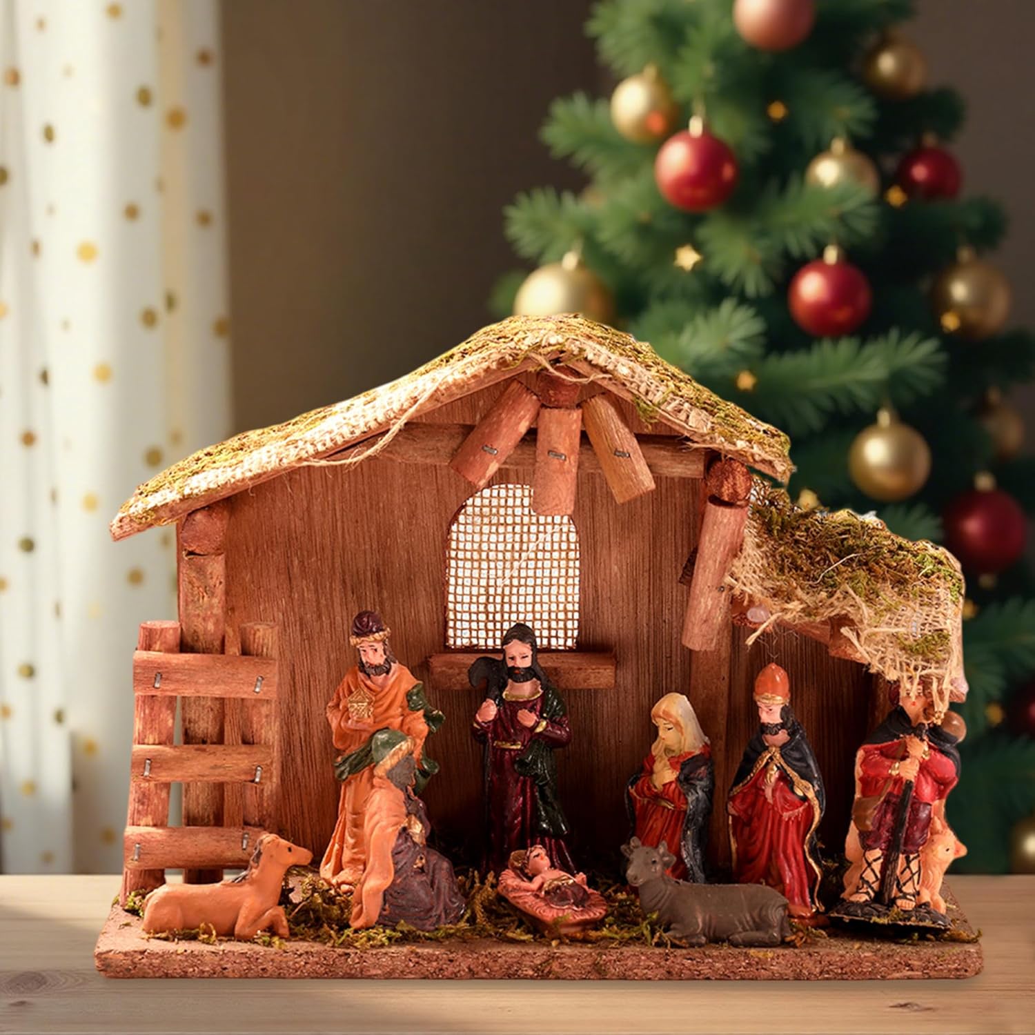 Christmas Nativity Set Religious Nativity Scene & Figures for Christmas Indoor Tabletop Decorations, Xmas Decorations