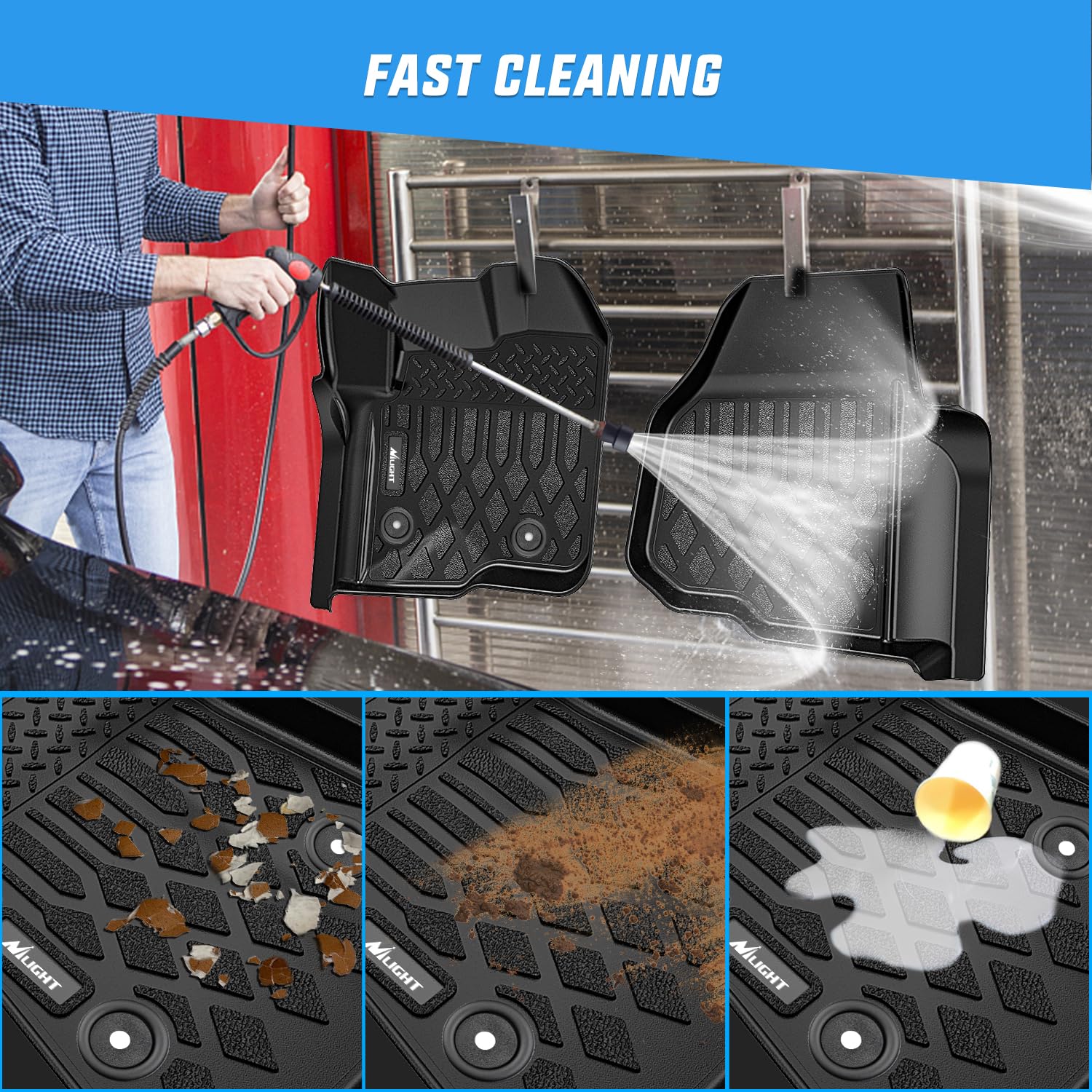 Nilight TPE Floor Mats for Ford F250 F350 F450 SuperCrew Crew Cab 2012 2013 2014 2015 2016 All — view 6