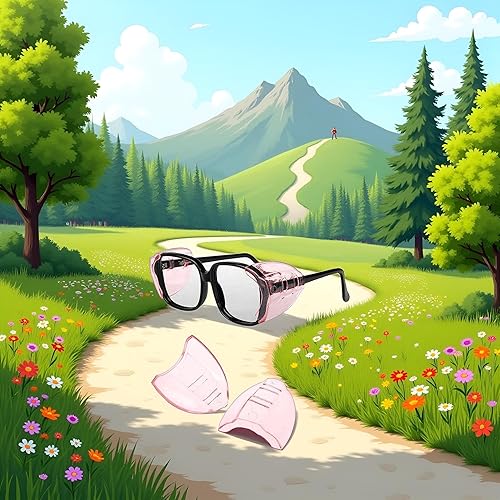 Miniatura 1 de Jowxsx 2 pares de lentes de ojos rosados protectores laterales para lentes graduados  Se adapta a lentes pequeños a medianos, correr, ciclismo,