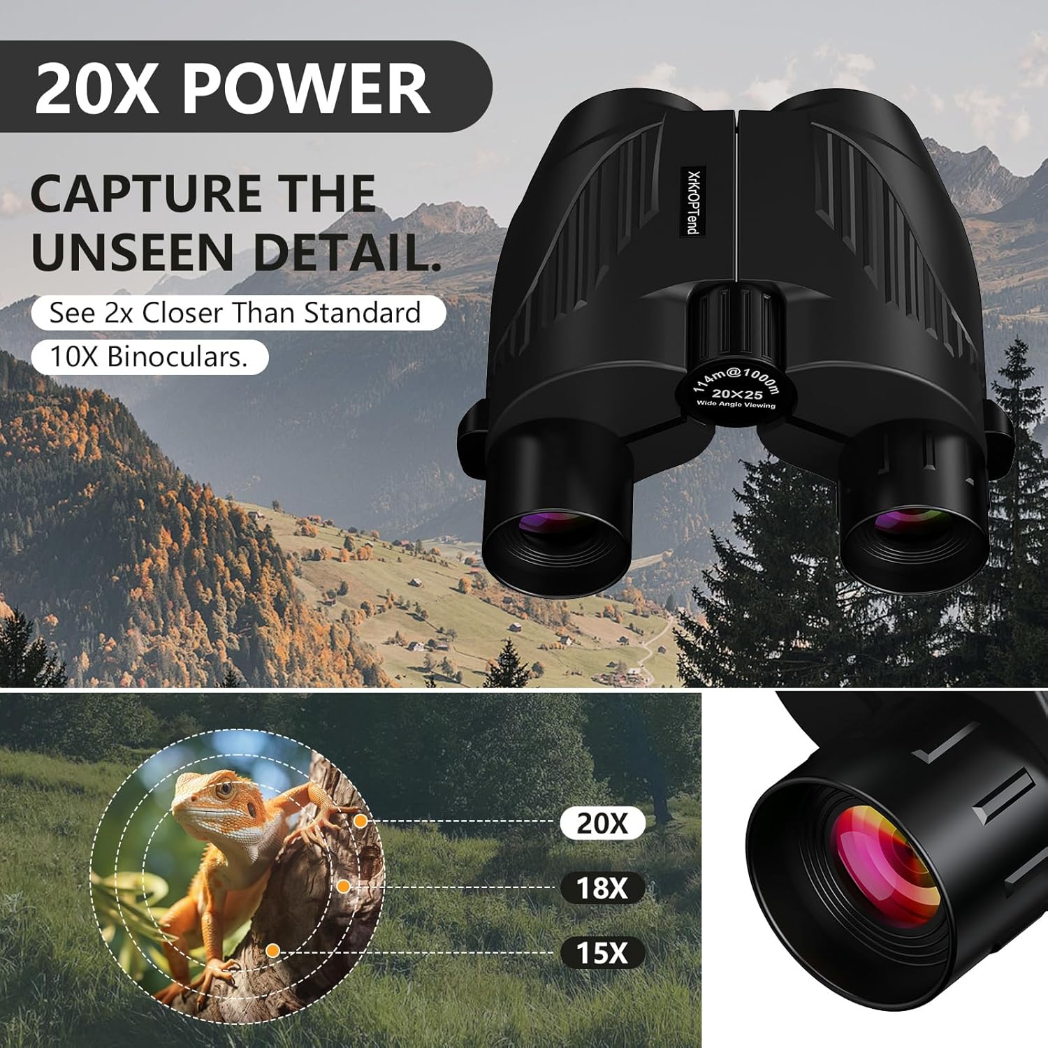 20x25 Compact Binoculars with Strap for Kids and Adults, Sharp Clear, Mini Low Weight Binoculars for Bird Watching,Hiking Outdoor, Cruise Ship,Concert - Image 2