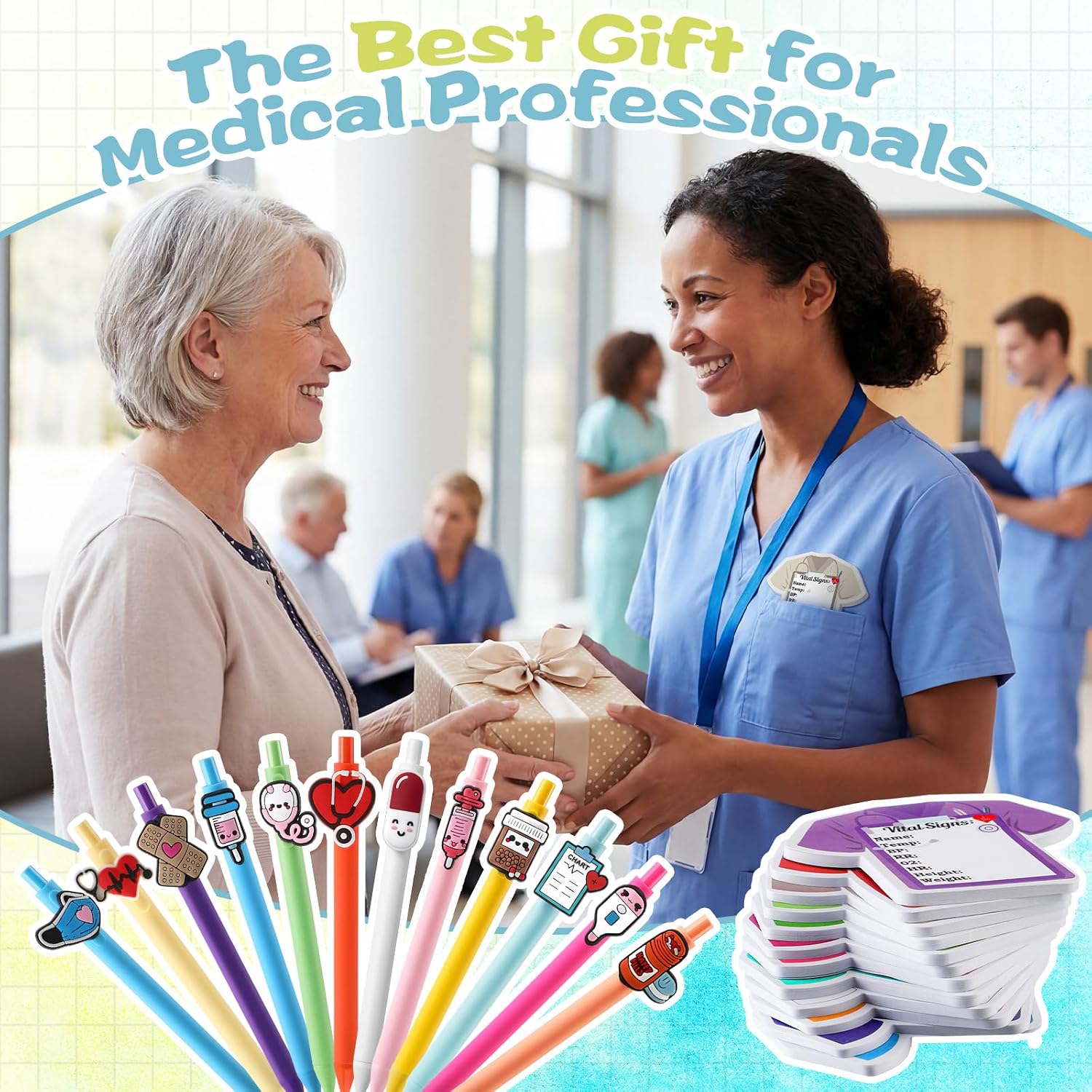 24 Pcs Nurse Sticky Note and Pen Vital Signs Sticky Notes, Stylish image 5