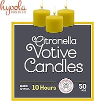 Vista 8 de HYOOLA Velas votivas de citronela, 10 horas de tiempo de combustión, paquete de 50, velas repelentes de insectos ideales, hechas en Europa